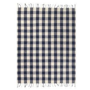 Yard Navy Chesil Check Tasselled Throw